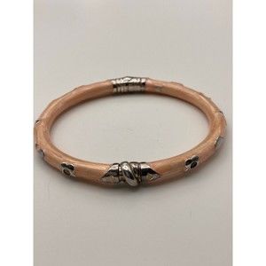 Arte D Argento 925 Italy sterling real diamond enamel hinged bangle Bracelet